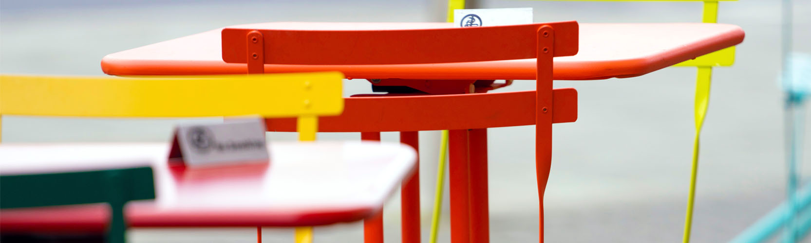 colourful seats and chairs outdooors