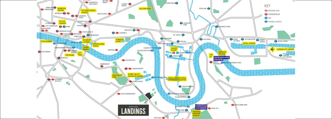 Map showing Deptford Landings